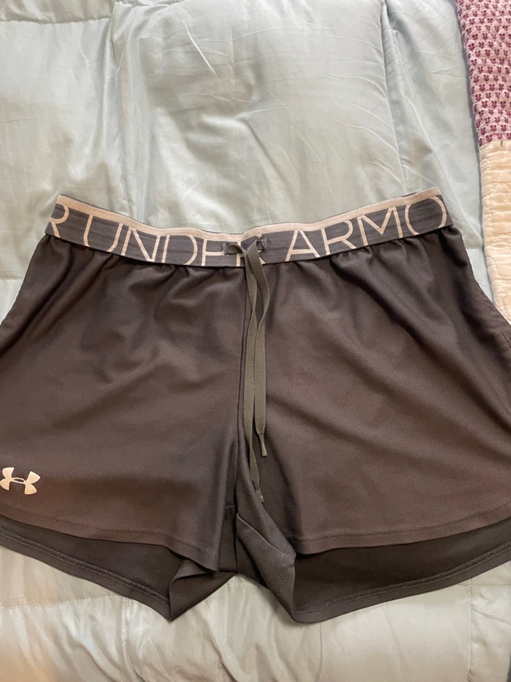 Under Armour Women's Black Shorts with Light Logo Waistband